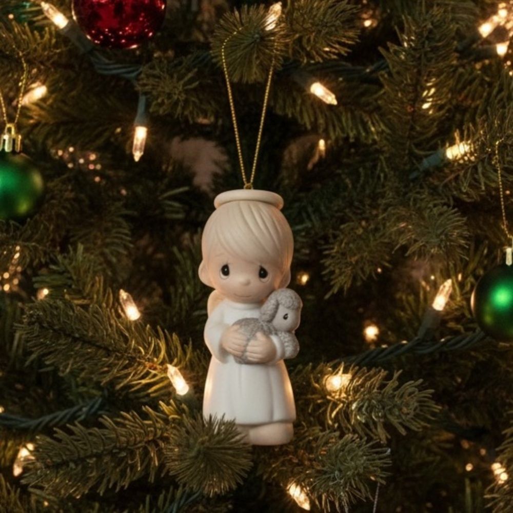 Enesco Shepherd of Love Christmas Ornament Precious Moments Angel Lamb